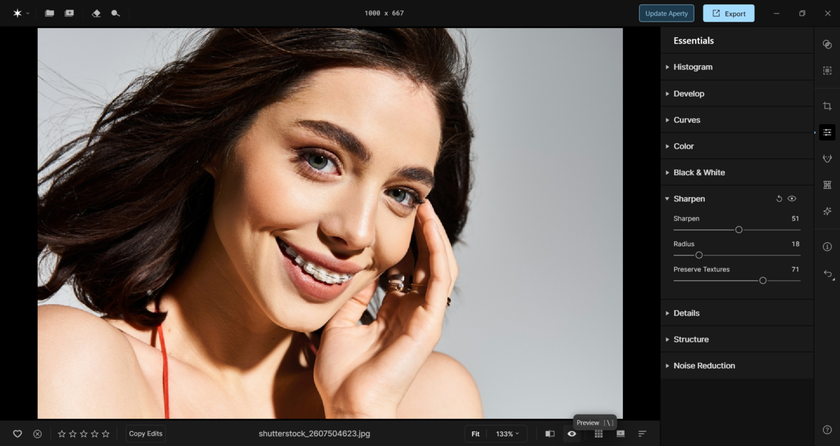 Checking the Sharpen Tool in Aperty | Aperty How To