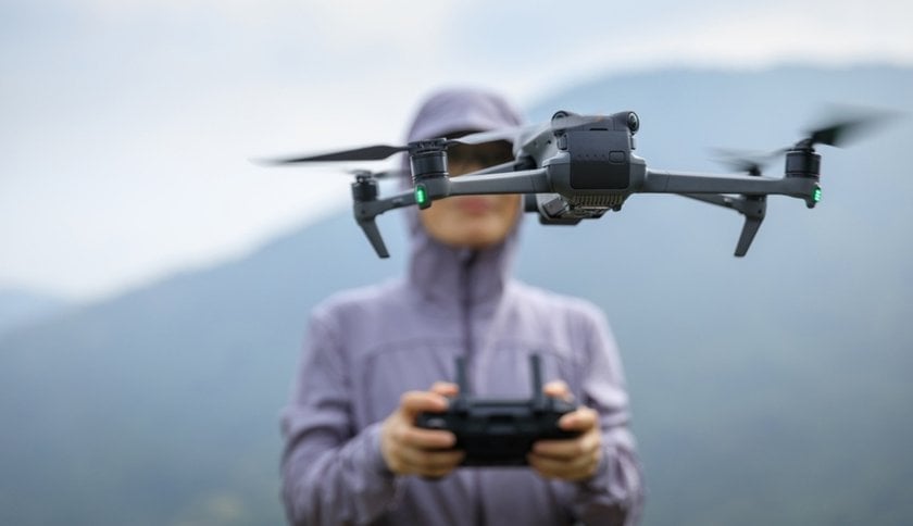 A drone flying near a person | Skylum Blog