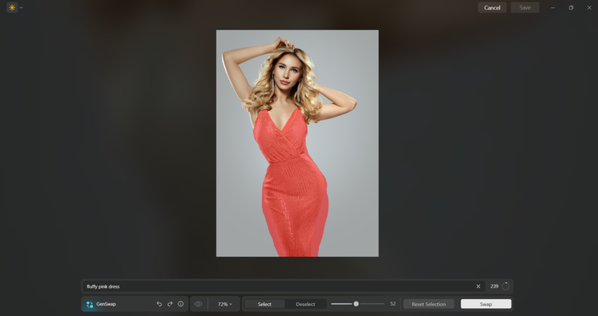 Selected dress for replacement at Luminar Neo | Skylum How-to