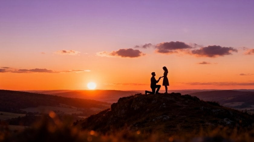 A guy proposes to a girl (photo from a distance) | Skylum Blog