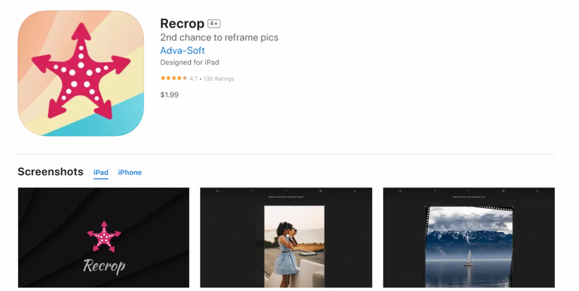Recrop - photo app for ipad
