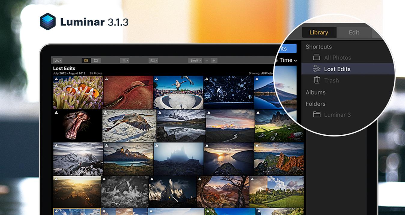 Your lost edits are safe. Luminar 3.1.3 has them.