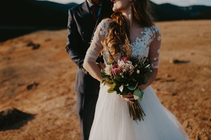 Newlyweds Embracing in the Steppe | Skylum Blog