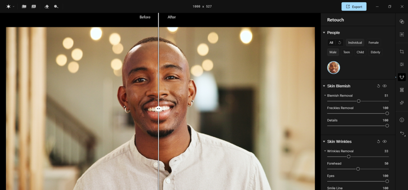 Editing the skin of a guy's face in Aperty | Aperty Blog