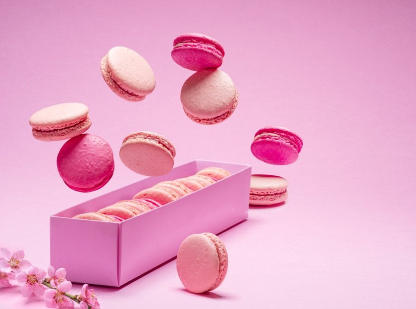 Photo of macaroons floating in the air | Skylum How To