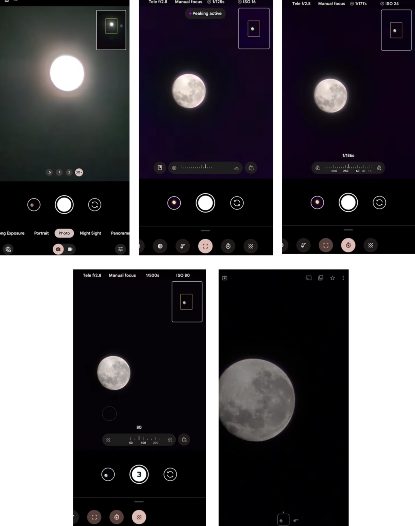 Starscope monocular moon photography settings Android