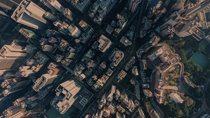 A drone photo of a large city | Skylum Blog