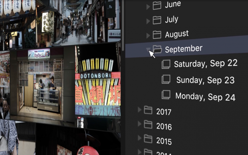 ライブラリ機能搭載のLuminarは写真を日付毎に自動で分類します(2)