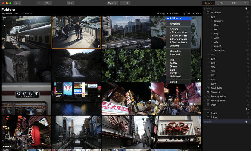 ライブラリ機能搭載Luminarでは写真にラベルや評価を付ける事が可能に Image1