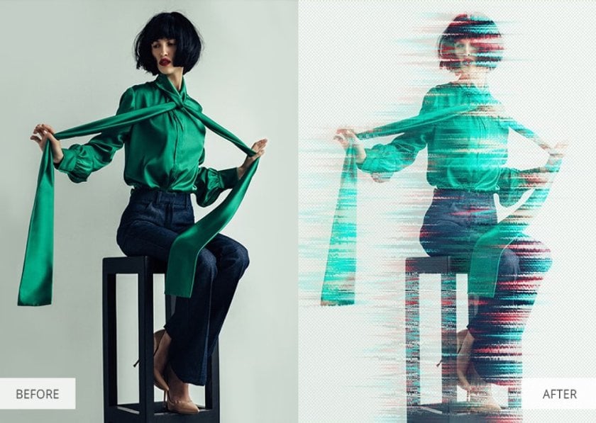 best free and paid photoshop actions animated glitch