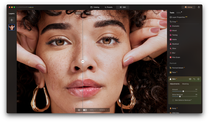 How to edit your beauty portraits Luminar Neo Image7