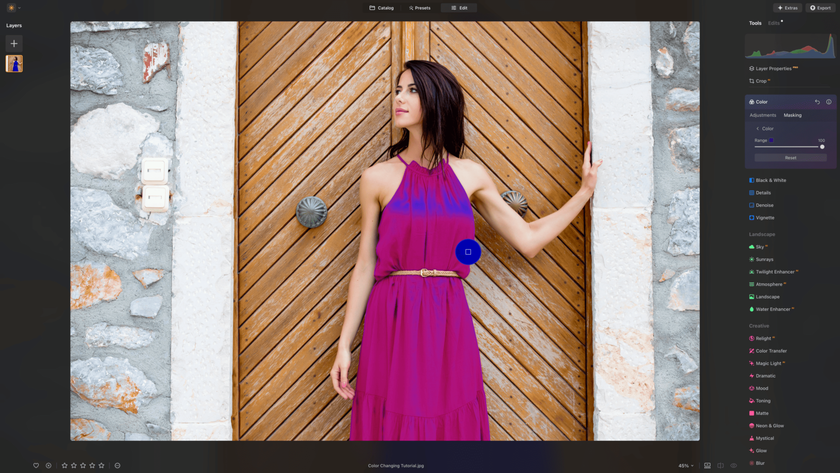 Beautiful Girl in a Blue Dress Editing Process | Skylum Blog