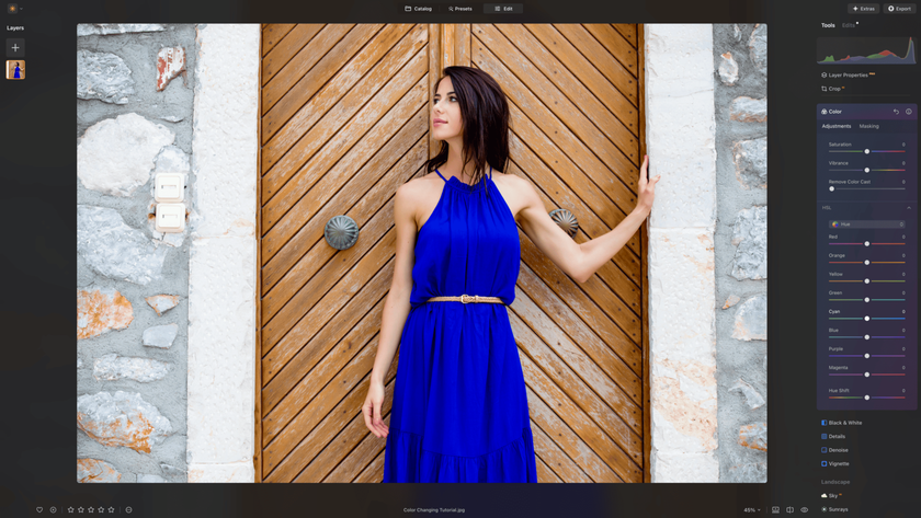 Beautiful Girl in a Purple Dress Editing Process | Skylum Blog