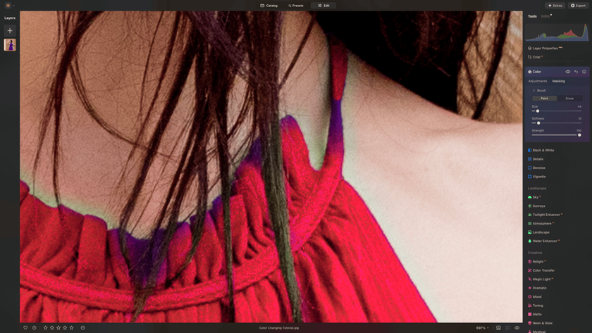 Editing a Picture of a Girl Wearing a Red Outfit | Skylum Blog