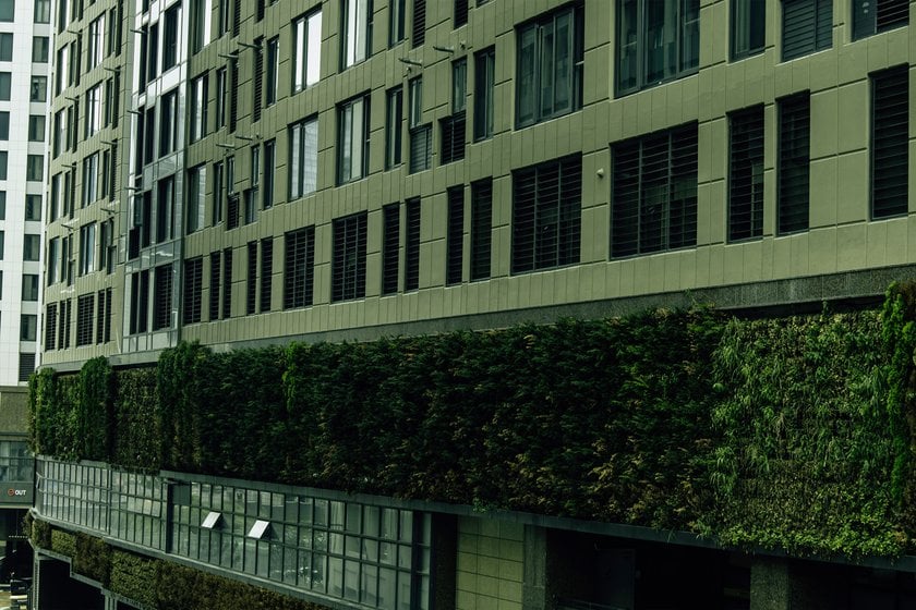 Green Fence in Front of a Building | Skylum Blog