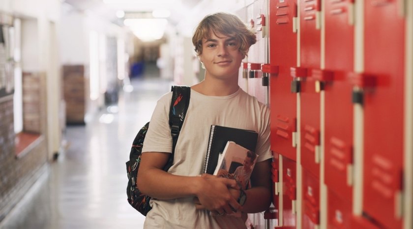 Schoolboy near school locker | Skylum Blog