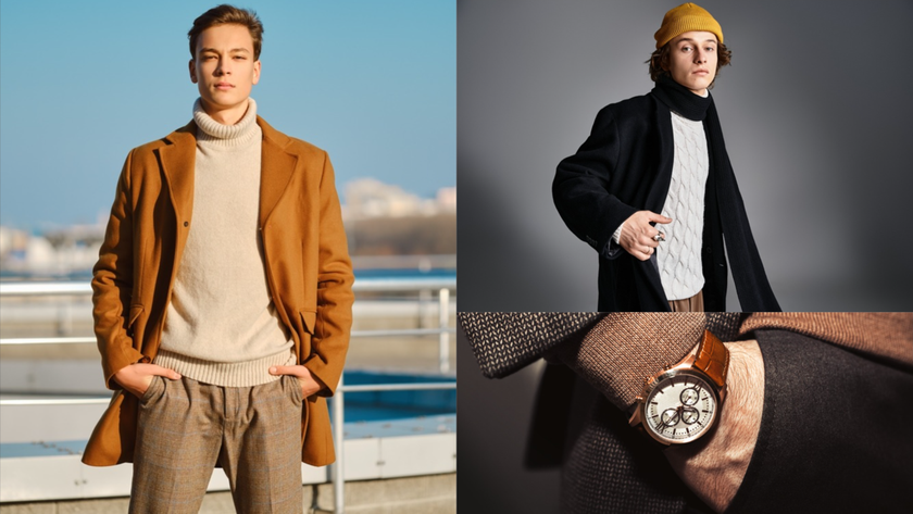 A guy in an autumn coat, scarf and hat with a watch | Skylum How-to