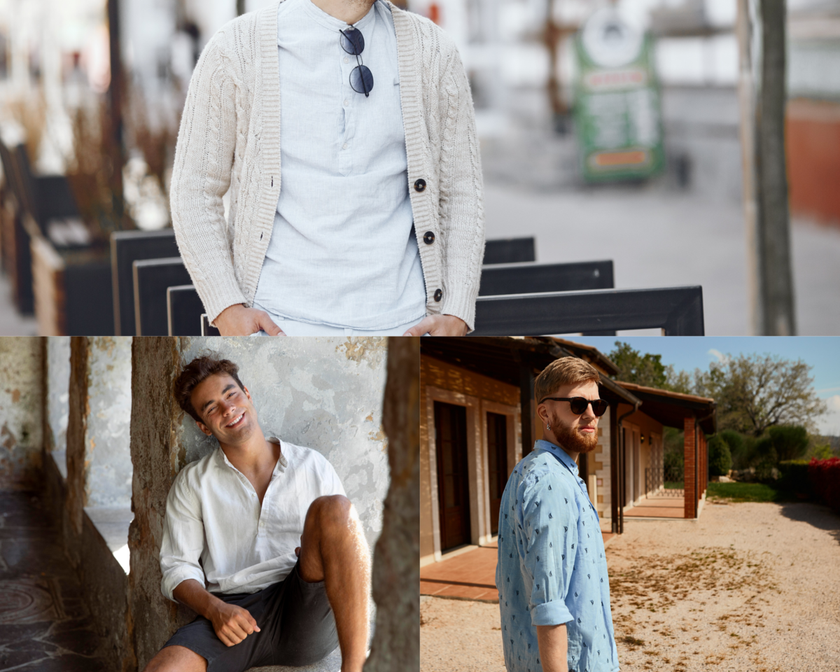 Men in shirts with rolled-up sleeves and cardigans | Skylum Blog