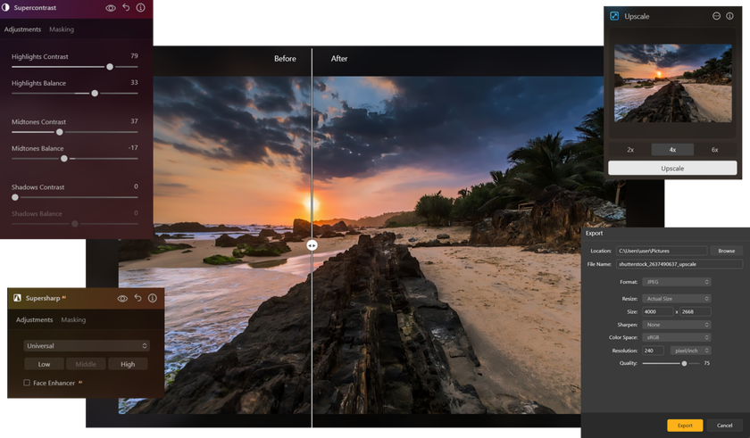 SuperContrast SuperSharp Export and Upscale in Luminar Neo | Skylum Blog