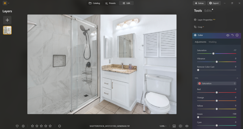 Color and saturation in a photo of a bathroom in Luminar Neo | Skylum Blog