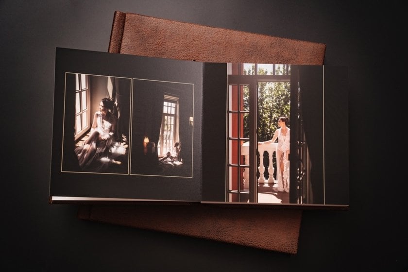 A photo book with boudoir photos of the bride | Skylum Blog
