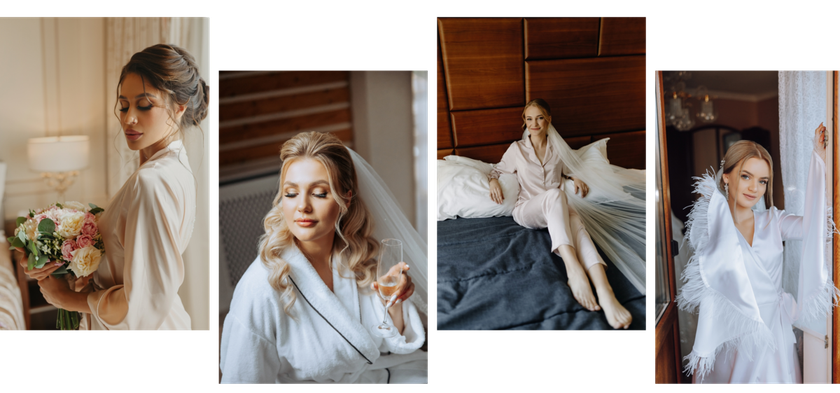 A collage of boudoir photos of the bride | Skylum Blog