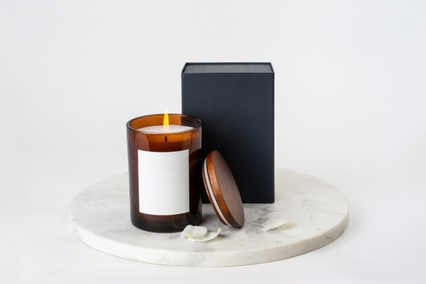 Candle with packaging box on background | Skylum Blog