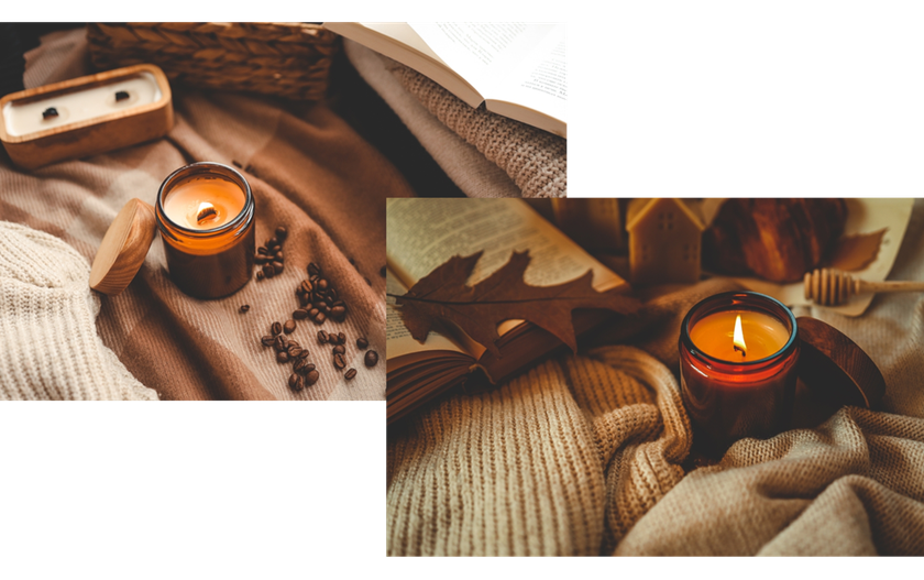 A collage of aesthetically pleasing photos of candles | Skylum How-to 