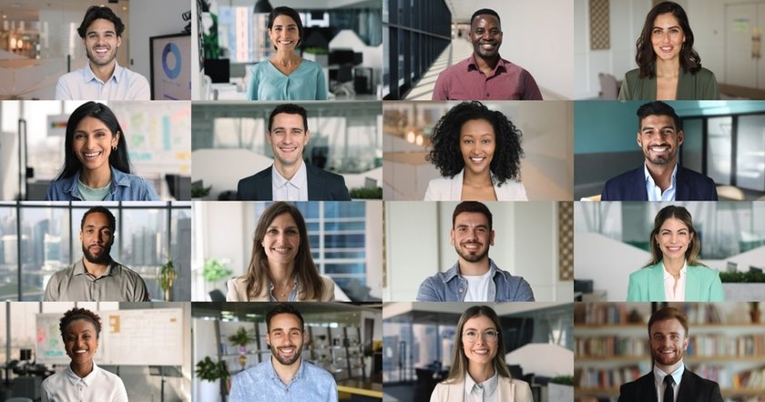 Grid of various professional diverse headshots | Skylum How-to