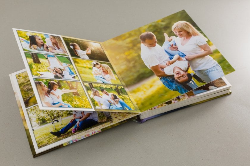 Family photo album with spring photos