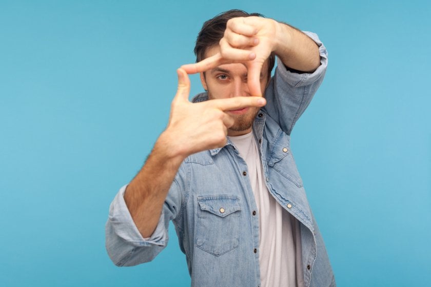 The guy folded his fingers into a frame | Skylum Blog