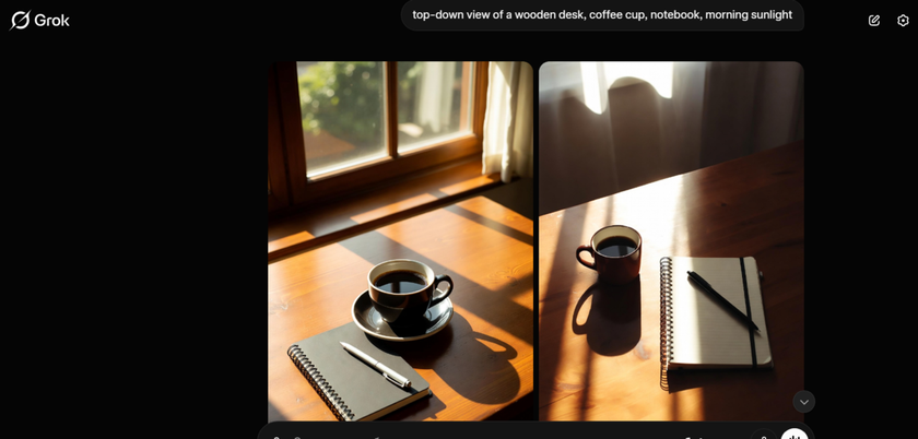 Photo of coffee and a notebook created in Grok | Skylum Blog