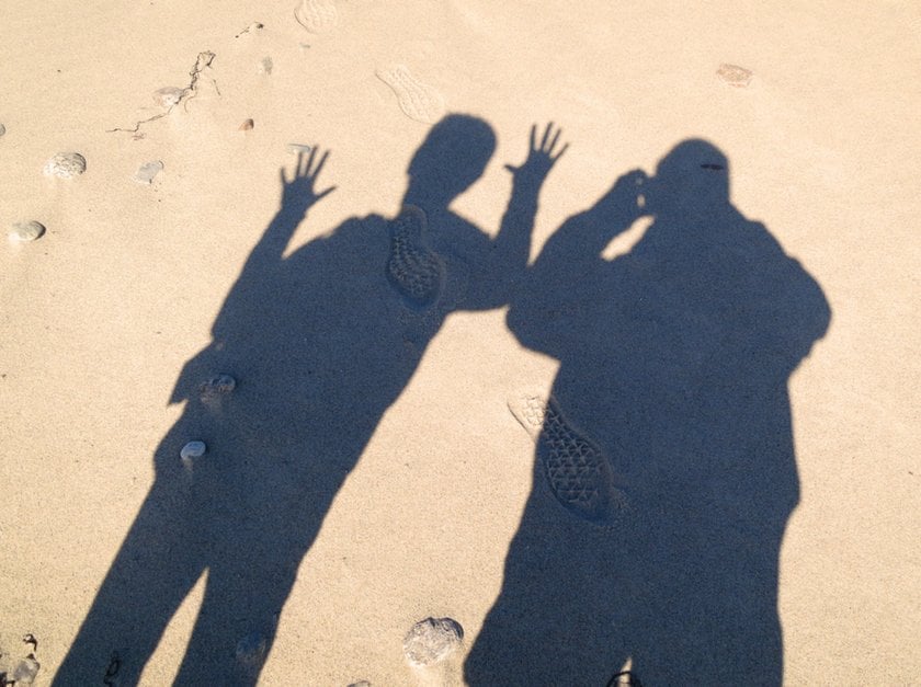 Shadows of friends on the sand | Skylum Blog