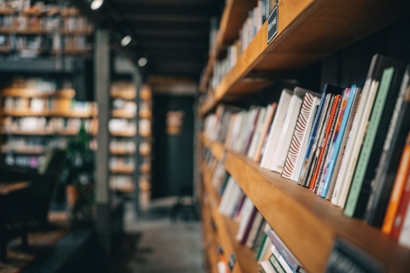 Shelves with books in the library | Skylum Blog