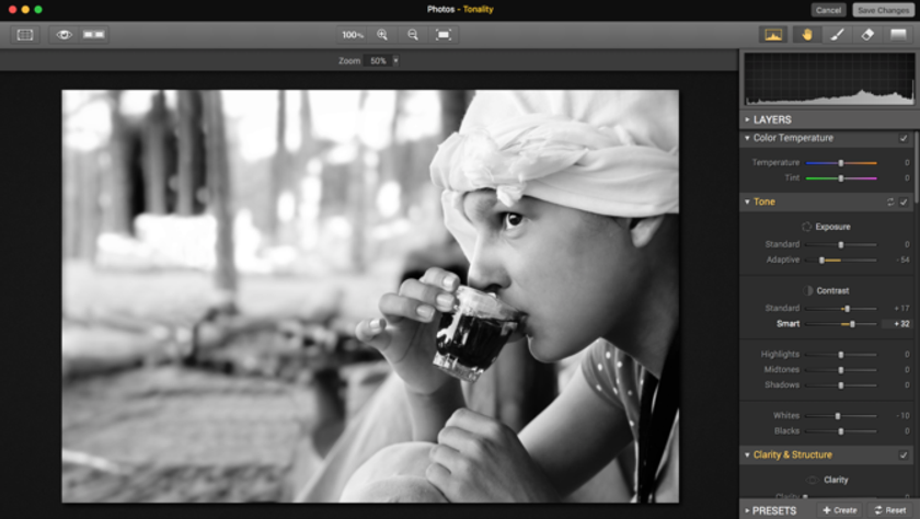 Use the Tonality extension for monochrome masterpieces.