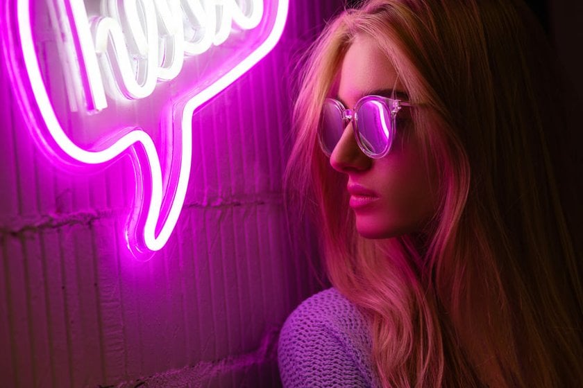 Portrait of a Girl in Pink Neon Lighting | Skylum Blog