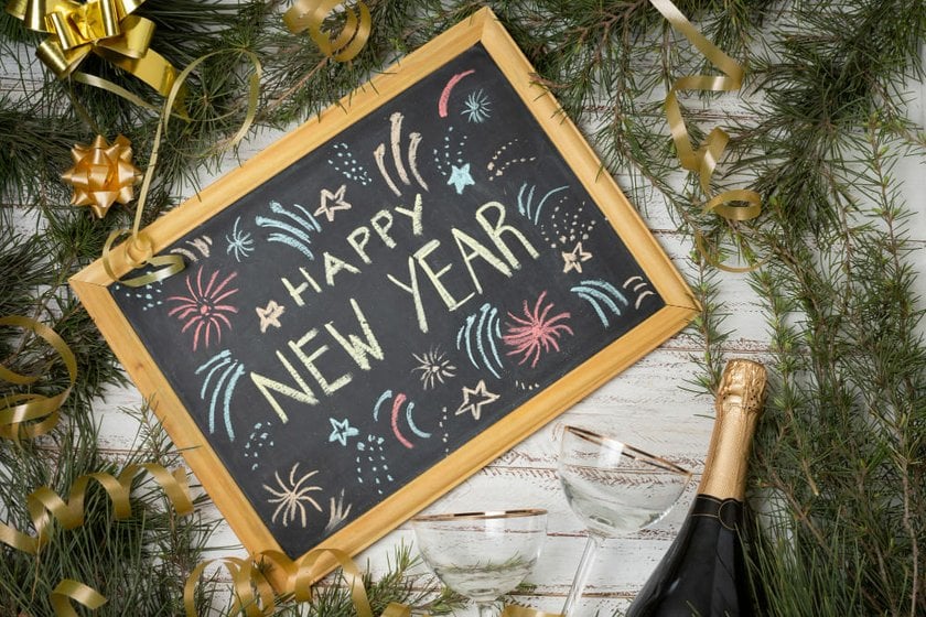 Multicolored Chalkboard Inscription with Happy New Year | Skylum Blog