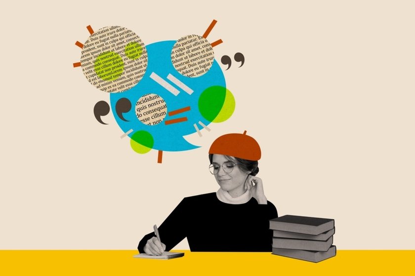 Дівчина з підручниками записує свої думки для конкурсу | Skylum Blog