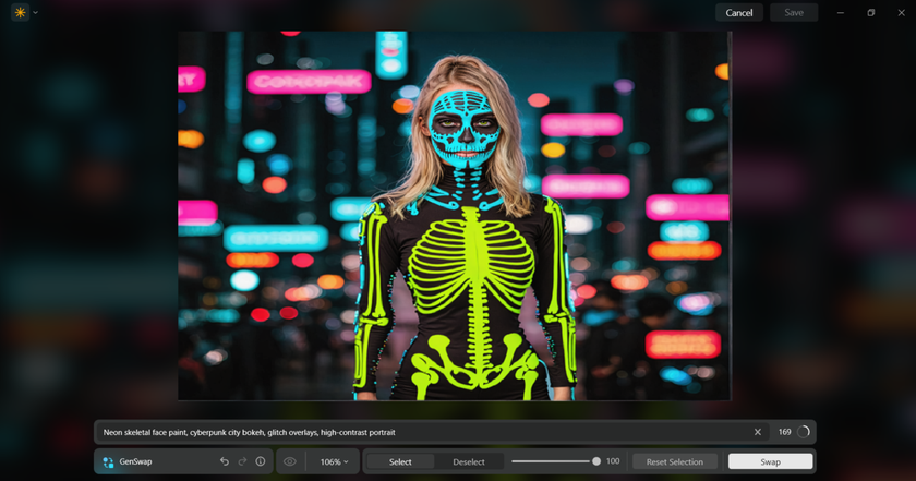 Luminar Neo generated suit Cyberpunk Skeleton | Skylum Blog