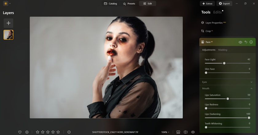 A girl after makeup editing in Luminar Neo | Skylum Blog