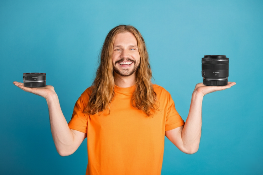 A guy holds two different lenses in his hands | Skylum Blog