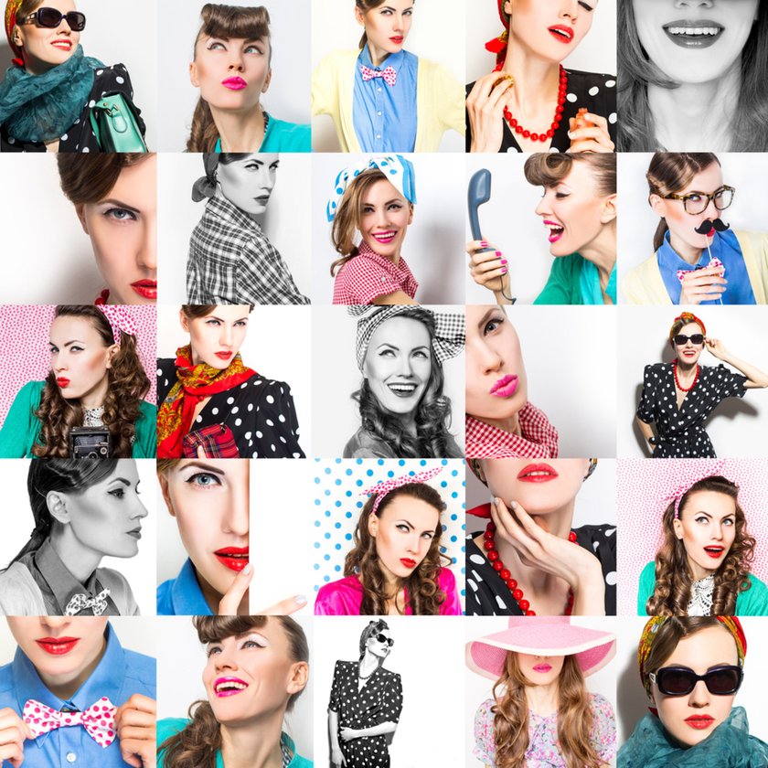 A collage of different portraits of a shoulder-length girl | Skylum Blog