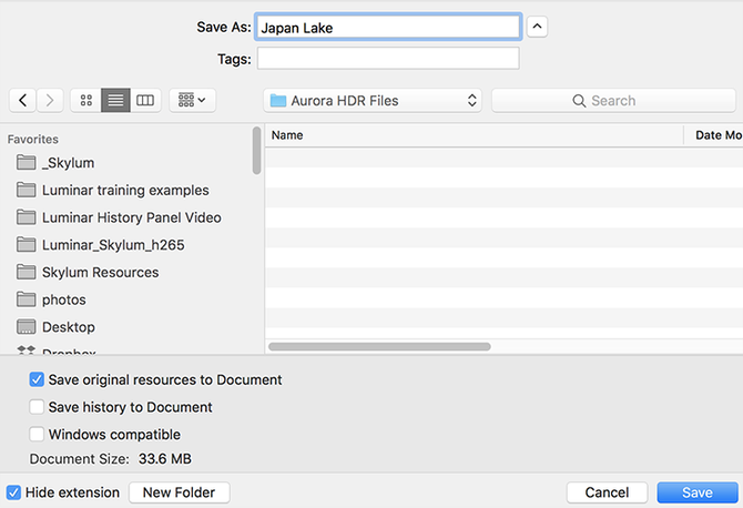 Saving a Native Aurora HDR File with History on a Mac | Skylum Blog(4)