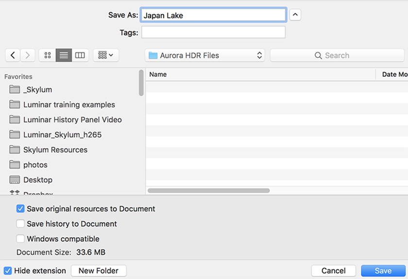 Saving a Native Aurora HDR File with History on a Mac | Skylum Blog(5)