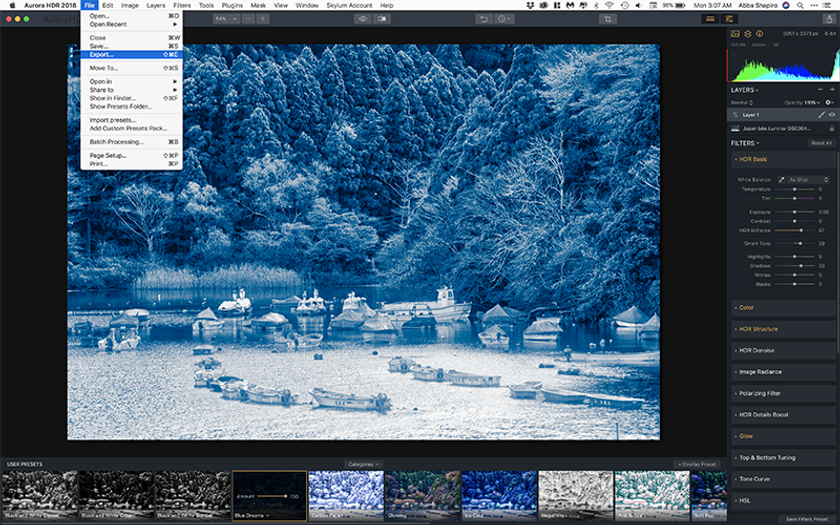 Saving a Native Aurora HDR File with History on a Mac Image5