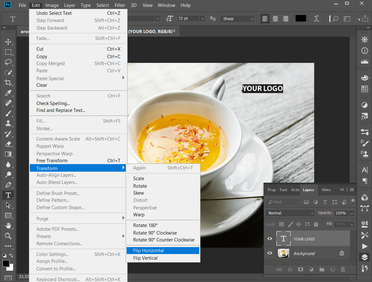 flip an image in photoshop