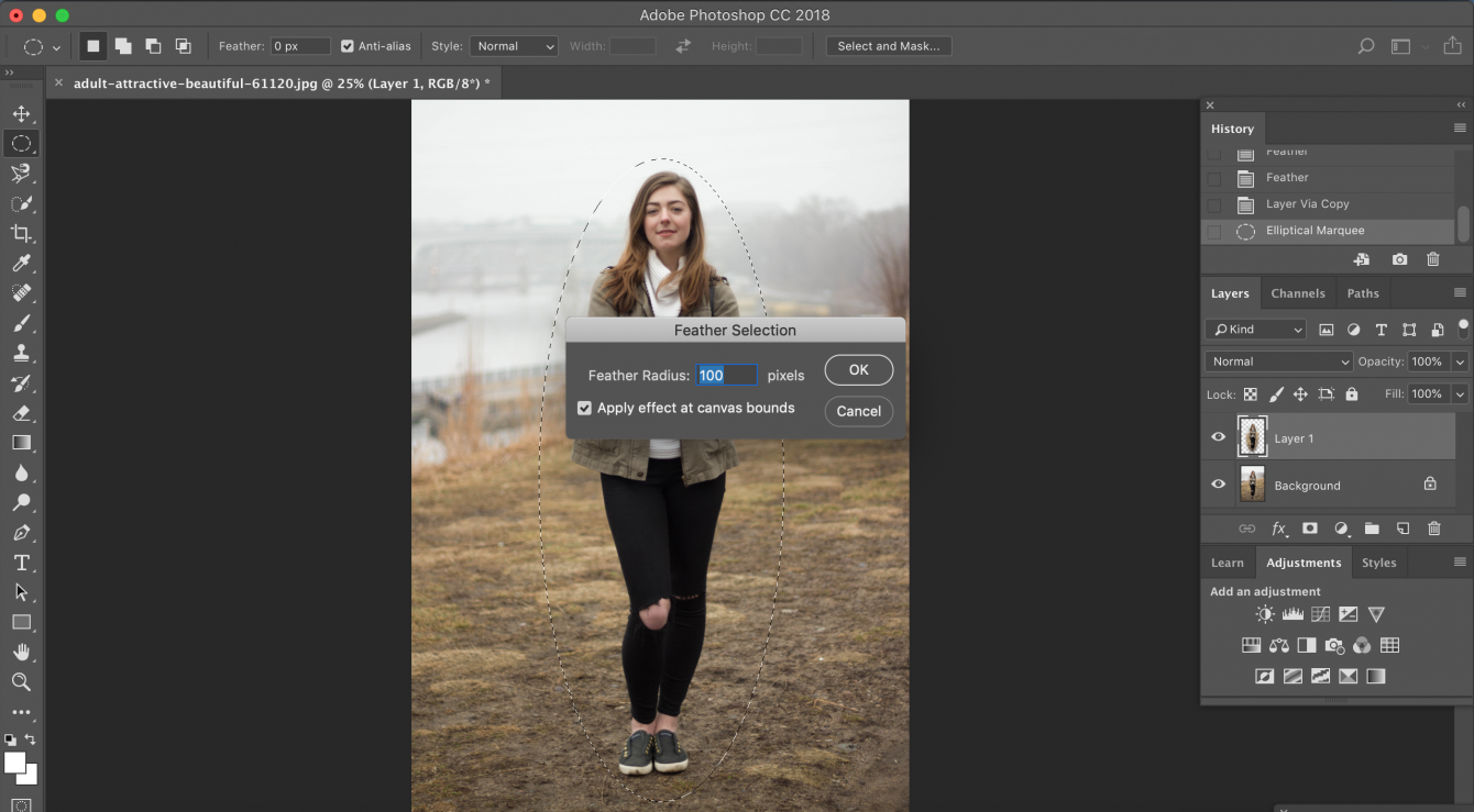 how to soften edges in photoshop cc