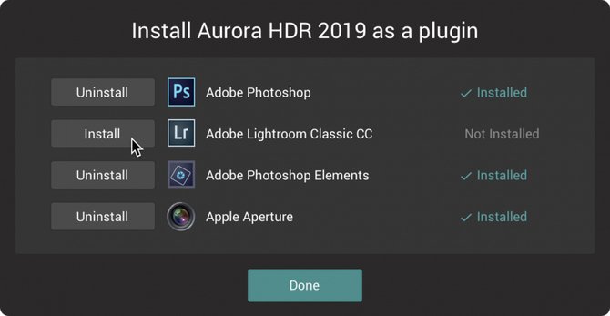 Installing Aurora HDR 2019 as a Plugin