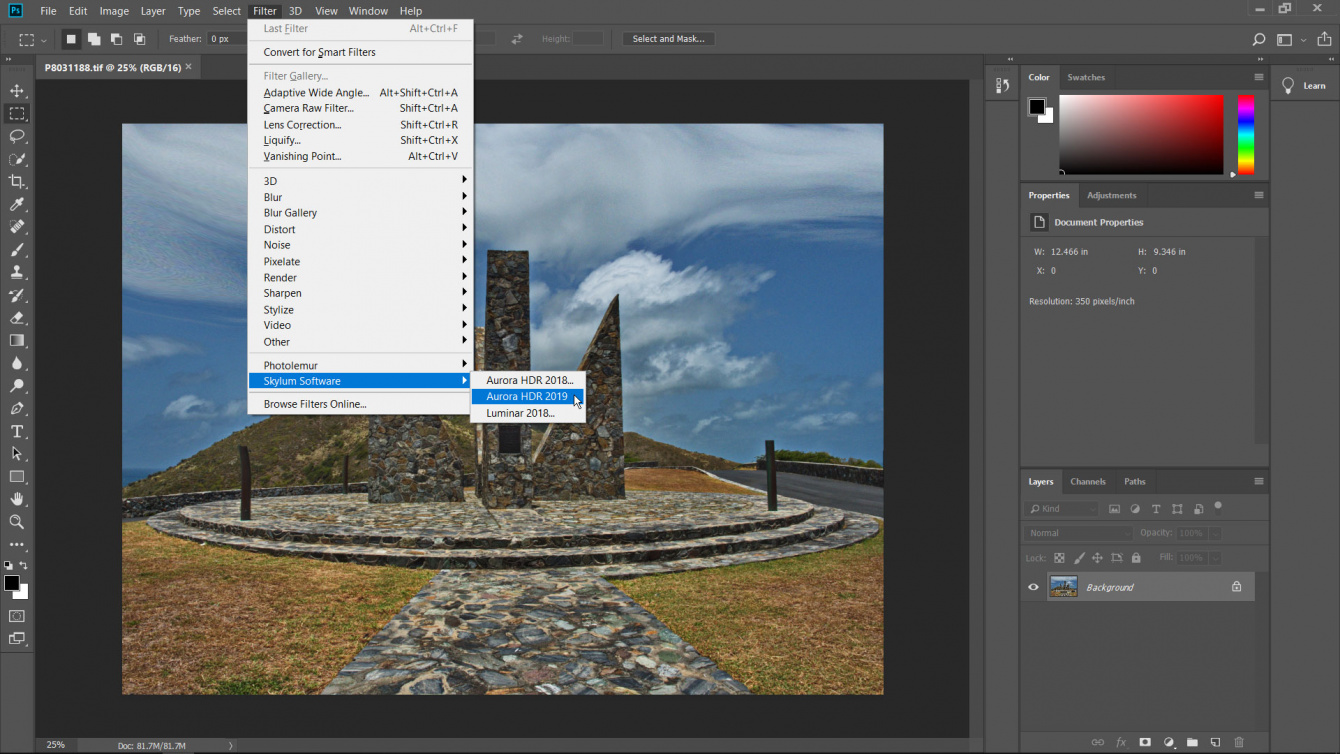 what version of photoshop does aurora hdr 2019 work