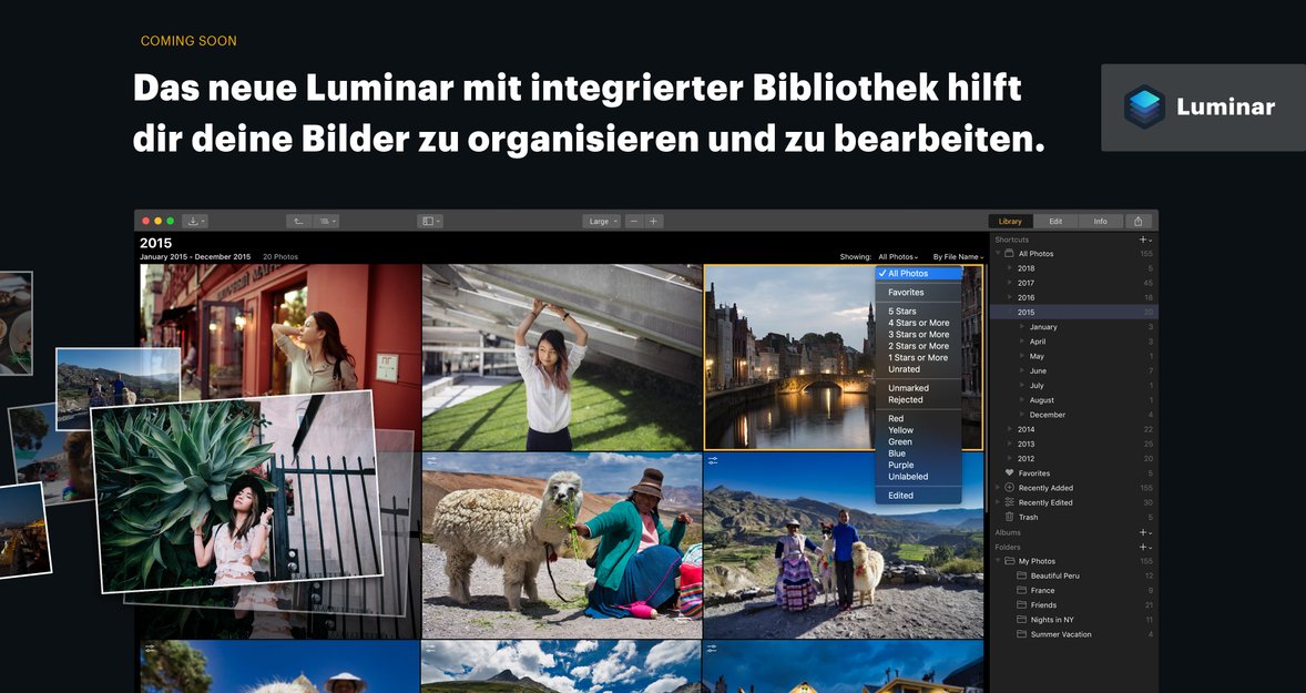 Mit Luminar mit integrierter Bibliothek Fotos labeln & bewerten